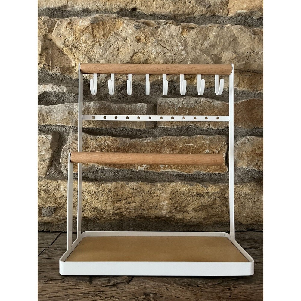 Wood and White Bath Vanity Tray